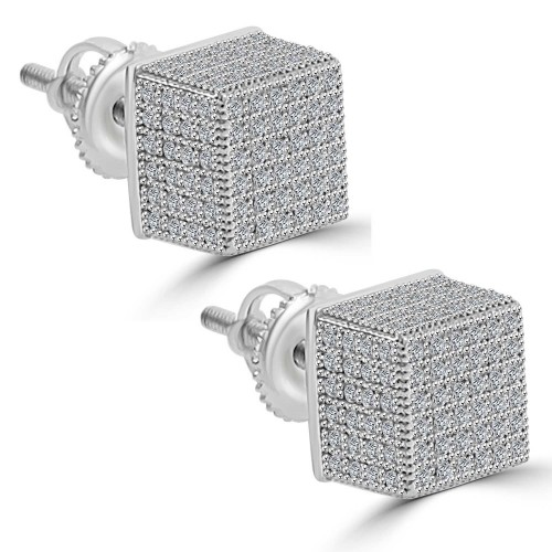 1.37 ct Round Cut Cubic Zirconia Stud Earrings in Screw Back